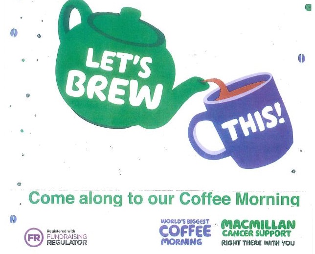 Friday 27th Sep, Coffee Morning